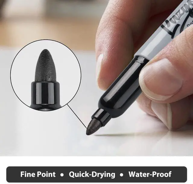 Alt view image 2 of 7 - Permanent Markers Bulk, 120 Pack Fine Tip Black Permanent Markers, Waterproof Markers, Premium Smear Proof Pens, Quick Drying, Office Supplies for School, Office, Home