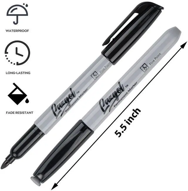 Alt view image 2 of 6 - Permanent Markers Bulk, 32 Pack Black Permanent Marker Set, Fine Tip, Waterproof Markers, Premium Smear Proof Pens, Waterproof, Quick Drying, Office Supplies for School, Office, Home