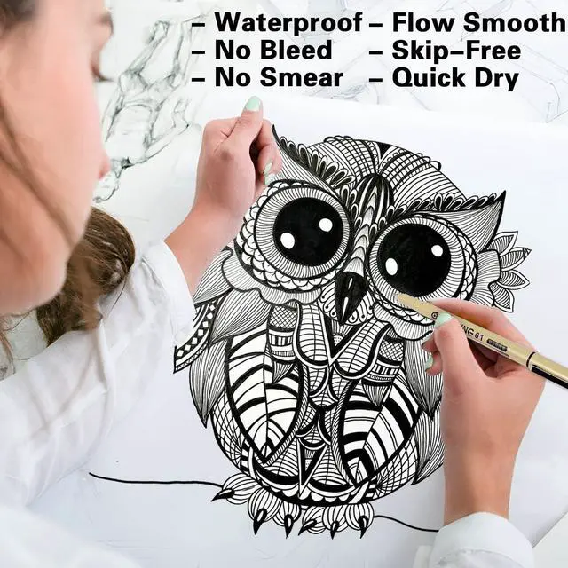 Alt view image 4 of 7 - Micro Fineliner Drawing Art Pens: 12 Black Fine Line Waterproof Ink Set Artist Supplies Archival Inking Markers Liner Sketch Outline Anime Gifts Manga Sketching Watercolor Zentangle Kit Stuff