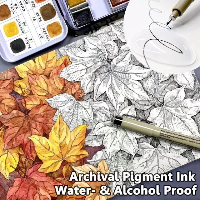 Alt view image 5 of 7 - Micro Fineliner Drawing Art Pens: 12 Black Fine Line Waterproof Ink Set Artist Supplies Archival Inking Markers Liner Sketch Outline Anime Gifts Manga Sketching Watercolor Zentangle Kit Stuff