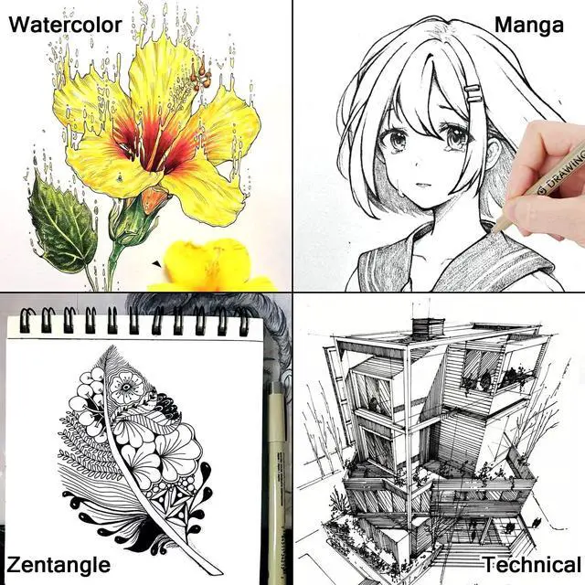 Alt view image 7 of 7 - Micro Fineliner Drawing Art Pens: 12 Black Fine Line Waterproof Ink Set Artist Supplies Archival Inking Markers Liner Sketch Outline Anime Gifts Manga Sketching Watercolor Zentangle Kit Stuff