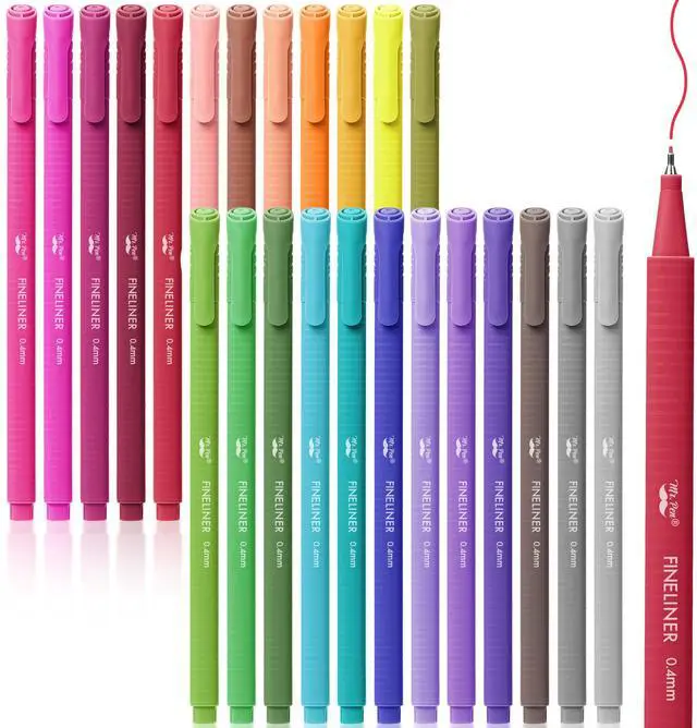 Main image of Colored Fineliner Pens, 24 Pack, 0.4mm Tip