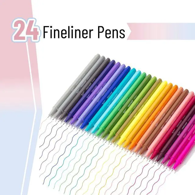 Alt view image 2 of 6 - Colored Fineliner Pens, 24 Pack, 0.4mm Tip