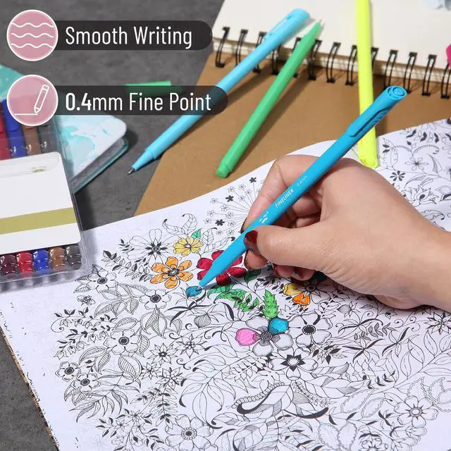 Alt view image 3 of 6 - Colored Fineliner Pens, 24 Pack, 0.4mm Tip