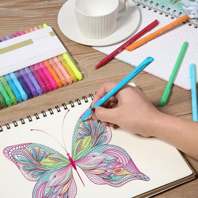 Alt view image 6 of 6 - Colored Fineliner Pens, 24 Pack, 0.4mm Tip