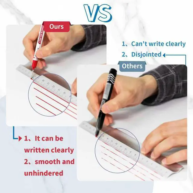 Alt view image 3 of 7 - LYXMYGS 10 PCS Long Head Deep Hole Marker Pens,20mm Long Nib Marker, Longs Nose Markers, Waterproof Construction Markers Marking Tool,Permanent Markers Carpenter Ink marker Pens,Metal marking Pens