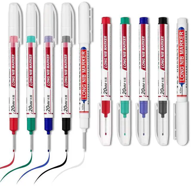 Alt view image 7 of 7 - LYXMYGS 10 PCS Long Head Deep Hole Marker Pens,20mm Long Nib Marker, Longs Nose Markers, Waterproof Construction Markers Marking Tool,Permanent Markers Carpenter Ink marker Pens,Metal marking Pens