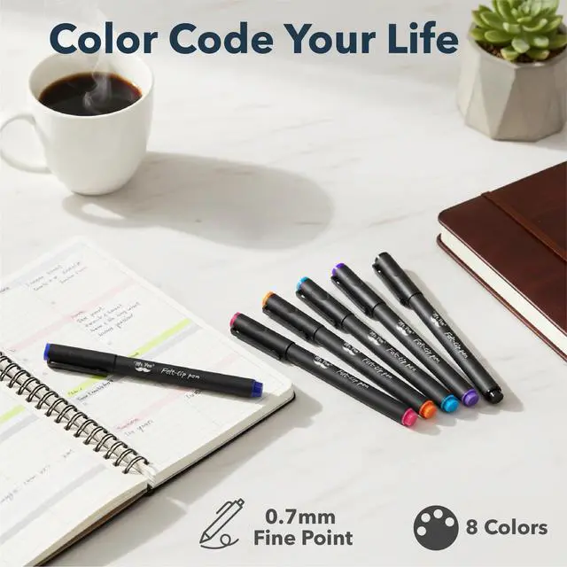 Alt view image 5 of 7 - Felt Tip Pens, 8 Pack, 0.7mm, Assorted Colors, Fast Dry