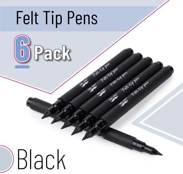 Alt view image 2 of 7 - Mr. Pen- Black Felt Tip Pens, Fine Point, 6 Pack, Fast Drying, No Smear