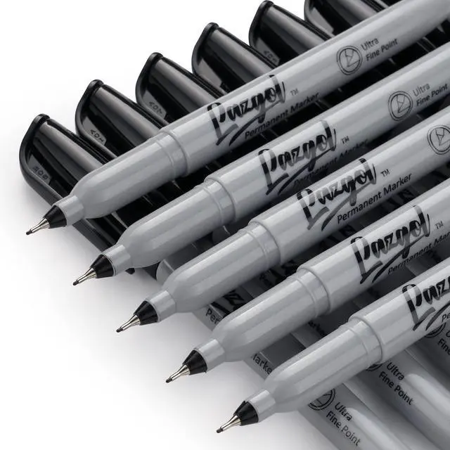 Alt view image 5 of 6 - Permanent Markers Bulk, Ultra Fine Point, 60 Pack Black 0.4 mm Permanent Marker set, Felt Tip Pens Works on Plastic, Wood, Stone, Metal and Glass for Doodling, Marking
