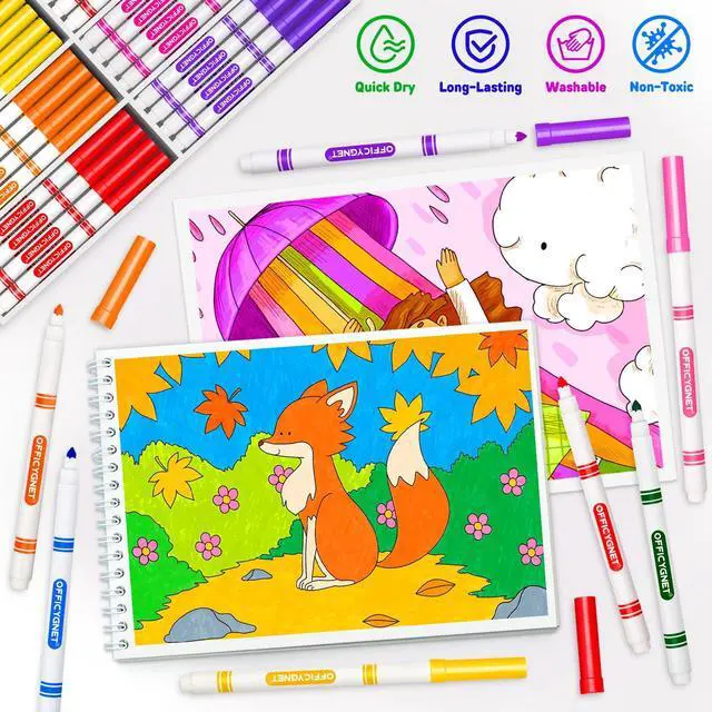 Alt view image 2 of 7 - 288 Count Washable Markers Bulk, Coloring Markers for Kids, Thin Marker Bulk in 12 Assorted Colors, Fine Line Marker with Conical Tip,Back to School Supplies, Teacher Classroom Must Haves
