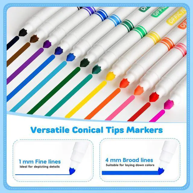 Alt view image 4 of 7 - 288 Count Washable Markers Bulk, Coloring Markers for Kids, Thin Marker Bulk in 12 Assorted Colors, Fine Line Marker with Conical Tip,Back to School Supplies, Teacher Classroom Must Haves