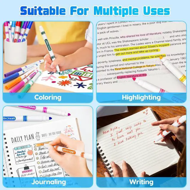 Alt view image 7 of 7 - 288 Count Washable Markers Bulk, Coloring Markers for Kids, Thin Marker Bulk in 12 Assorted Colors, Fine Line Marker with Conical Tip,Back to School Supplies, Teacher Classroom Must Haves