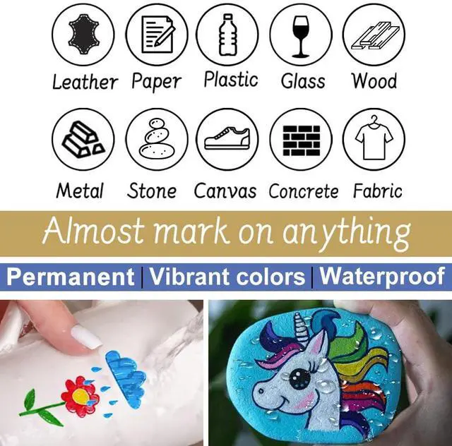 Alt view image 7 of 7 - Paint Pens Paint Markers, 6 Colors Oil Based Permanent Markers