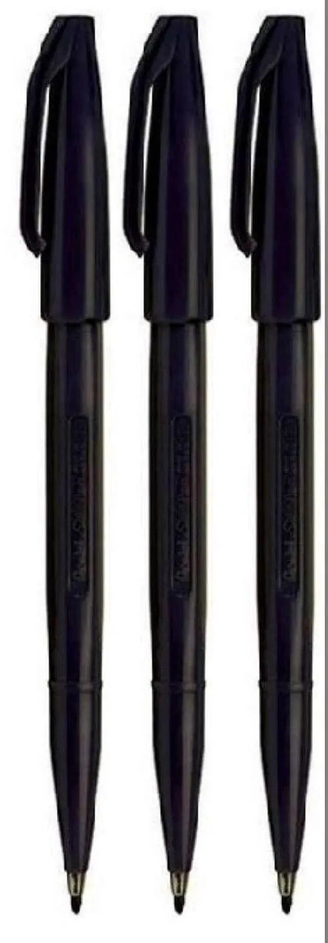 Main image of Black Original Sign Pen S520 Fibre Tip Marker Pens Colour Fineliner 2mm Nib 1mm Line Width (Pack of 3)