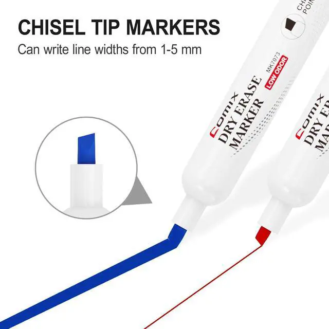 Alt view image 3 of 7 - Low Odor Dry Erase Markers, Chisel Tip White Board Markers, 36 Count 4 Colors Markers for Classroom, Teachers, Office, School Supplies (20 Black)