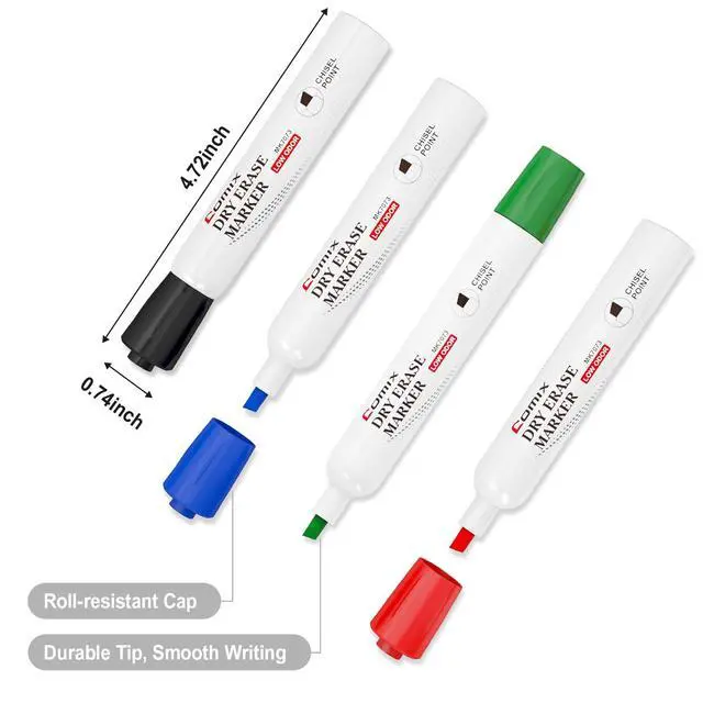 Alt view image 5 of 7 - Low Odor Dry Erase Markers, Chisel Tip White Board Markers, 36 Count 4 Colors Markers for Classroom, Teachers, Office, School Supplies (20 Black)