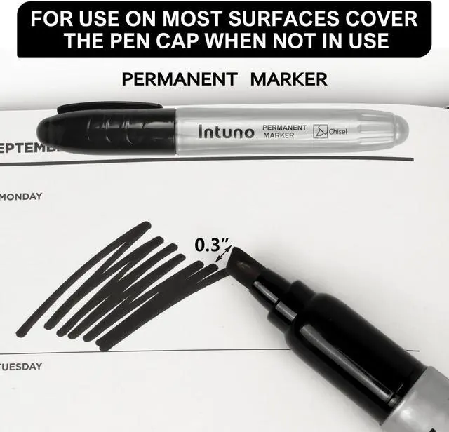 Alt view image 3 of 7 - Jumo Permanent Markers, 60 Count Black, Chisel tip, Oil-Based Permanent Markers, Waterproof and Fade-Resistant, for Paper, Wood, Metal, Glass and More
