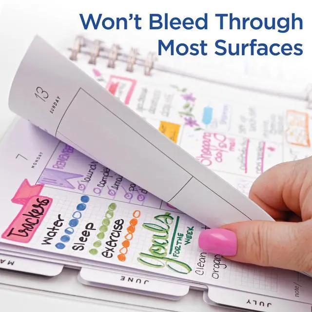 Alt view image 5 of 7 - CLiCKART Retractable Felt Tip Pen, Assorted Ink Colors, 0.6mm Fine Point, Moisture Absorbing to Prevent Drying Out, No Bleed, Ideal for Journaling, Drawing and Writing, 12-Pack (69012)