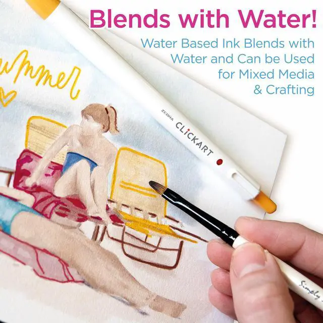 Alt view image 6 of 7 - CLiCKART Retractable Felt Tip Pen, Assorted Ink Colors, 0.6mm Fine Point, Moisture Absorbing to Prevent Drying Out, No Bleed, Ideal for Journaling, Drawing and Writing, 12-Pack (69012)