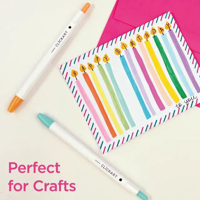 Alt view image 7 of 7 - CLiCKART Retractable Felt Tip Pen, Assorted Ink Colors, 0.6mm Fine Point, Moisture Absorbing to Prevent Drying Out, No Bleed, Ideal for Journaling, Drawing and Writing, 12-Pack (69012)
