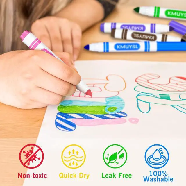 Alt view image 4 of 7 - Washable Markers Bulk, Assorted Colors - Broad Line Conical Tip Coloring Markers for Kids, School Art Supplies & Back to School Supplies, Teacher Classroom Must Haves (16 Colors, 256 Pcs)