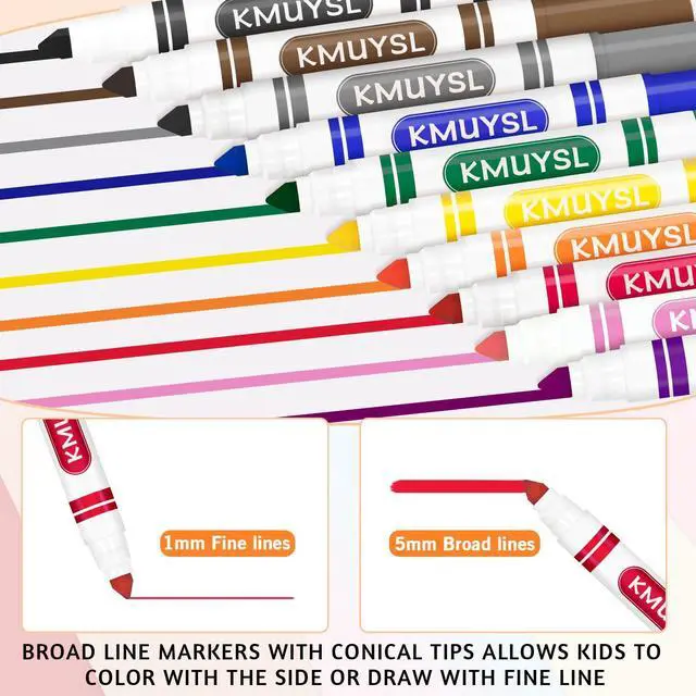 Alt view image 3 of 7 - Washable Markers Bulk, Assorted Colors - Broad Line Conical Tip Coloring Markers for Kids, School Art Supplies & Back to School Supplies, Teacher Classroom Must Haves (16 Colors, 256 Pcs)