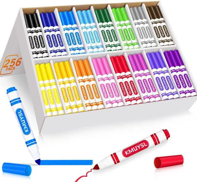 Alt view image 7 of 7 - Washable Markers Bulk, Assorted Colors - Broad Line Conical Tip Coloring Markers for Kids, School Art Supplies & Back to School Supplies, Teacher Classroom Must Haves (16 Colors, 256 Pcs)
