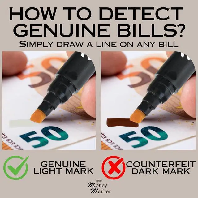 Alt view image 3 of 7 - Counterfeit Money Detector Pen (5 Counterfeit Pens) - Money Marker Bill Detector Pen with Upgraded Chisel Tip - Detect Fake Bills, Universal False Currency Checker Pack