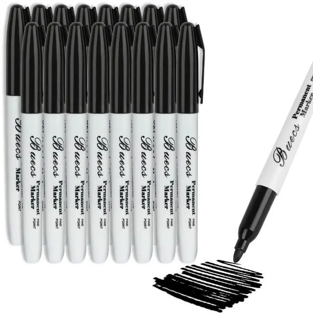 Main image of Permanent Markers, 128 Count Black Permanent Markers, Fine Point, Waterproof & Smear Proof Markers, Quick Drying, Office Supplies for School, Office, Home