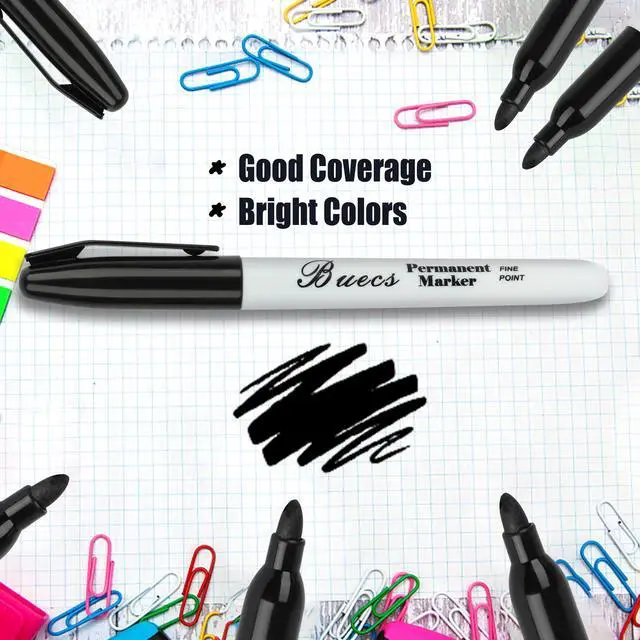 Alt view image 5 of 7 - Permanent Markers, 128 Count Black Permanent Markers, Fine Point, Waterproof & Smear Proof Markers, Quick Drying, Office Supplies for School, Office, Home