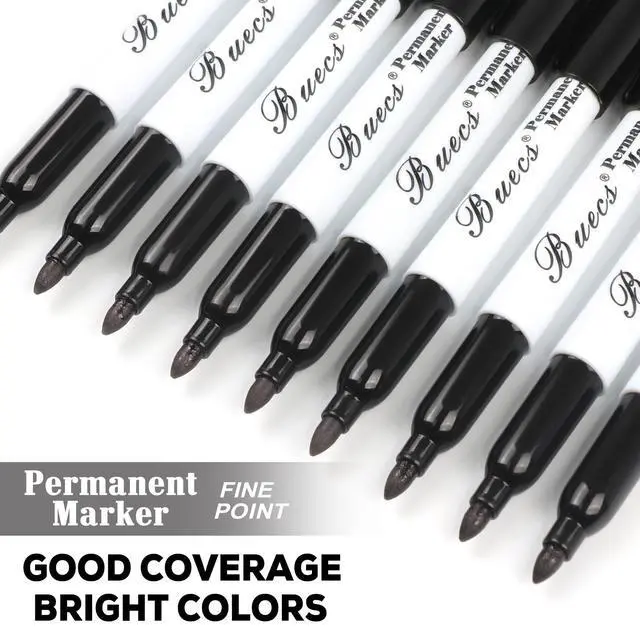 Alt view image 6 of 7 - Permanent Markers, 60 Count Black Permanent Markers, Fine Point, Waterproof & Smear Proof Markers, Quick Drying, Office Supplies for School, Office, Home