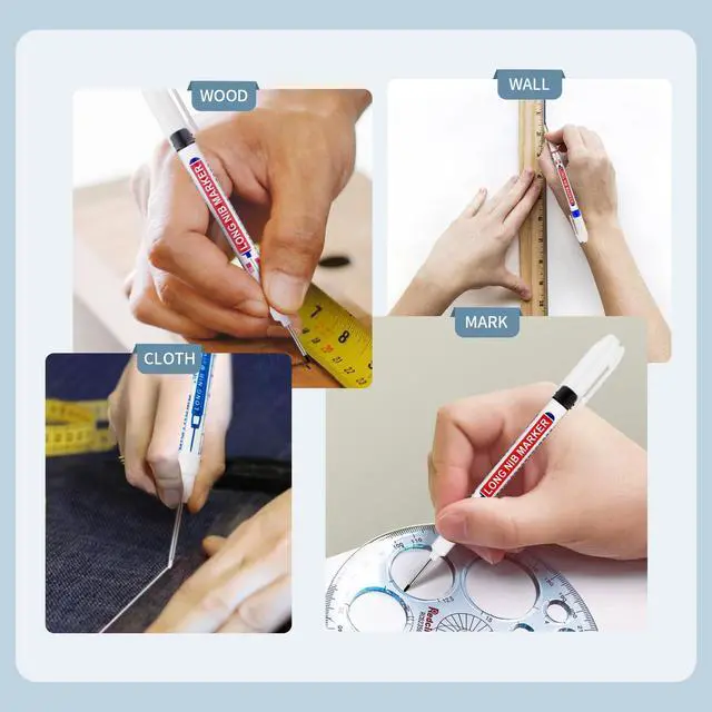 Alt view image 5 of 6 - 15 PCS Long Head Deep Hole Marker Pens,20mm Long Nib Marker, Longs Nose Markers, Waterproof Construction Markers Marking Tool,Permanent Markers Carpenter Ink marker Pens,Metal marking Pens