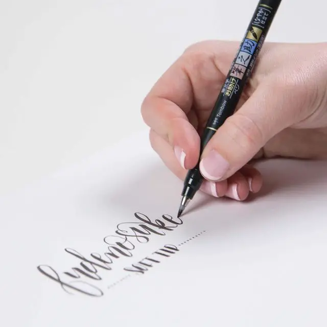 Alt view image 4 of 6 - 62038 Fudenosuke Brush Pen, 2-Pack. Soft and Hard Tip Fudenosuke Brush Pens for Calligraphy and Art Drawings