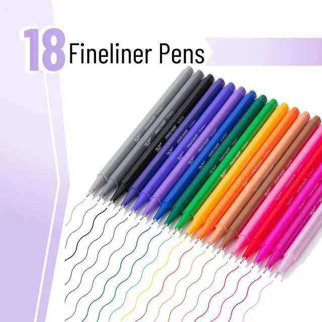 Alt view image 2 of 6 - Colored Fineliner Pens, 18 Pack, 0.4mm