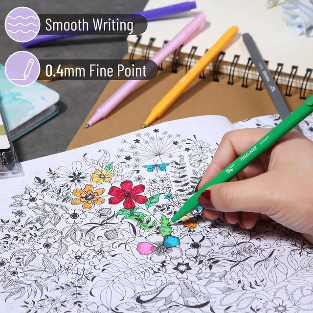 Alt view image 3 of 6 - Colored Fineliner Pens, 18 Pack, 0.4mm