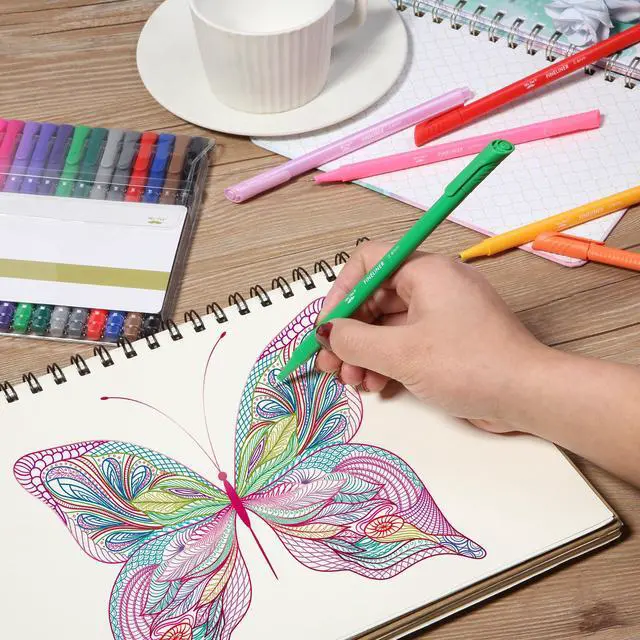 Alt view image 6 of 6 - Colored Fineliner Pens, 18 Pack, 0.4mm