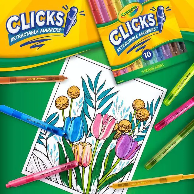 Alt view image 2 of 6 - Clicks Retractable Tip Markers (10ct), Washable Cone Tip Art Marker Set, Cute Aesthetic School Supplies, Classroom Must Haves, Ages 3+
