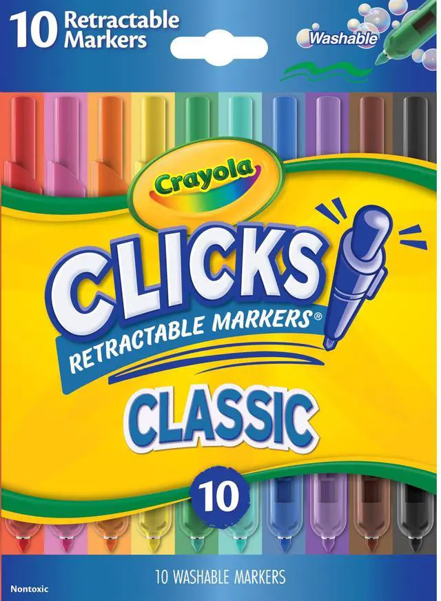 Main image of Clicks Retractable Tip Markers (10ct), Washable Cone Tip Art Marker Set, Cute Aesthetic School Supplies, Classroom Must Haves, Ages 3+