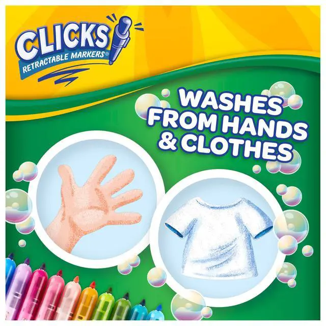 Alt view image 3 of 6 - Clicks Retractable Tip Markers (10ct), Washable Cone Tip Art Marker Set, Cute Aesthetic School Supplies, Classroom Must Haves, Ages 3+