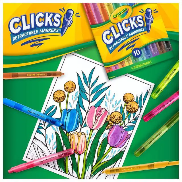 Alt view image 4 of 6 - Clicks Retractable Tip Markers (10ct), Washable Cone Tip Art Marker Set, Cute Aesthetic School Supplies, Classroom Must Haves, Ages 3+