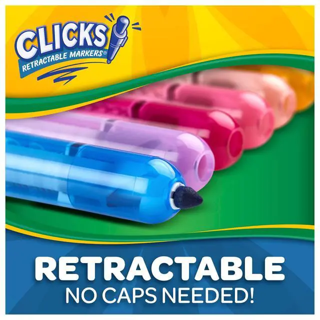 Alt view image 5 of 6 - Clicks Retractable Tip Markers (10ct), Washable Cone Tip Art Marker Set, Cute Aesthetic School Supplies, Classroom Must Haves, Ages 3+