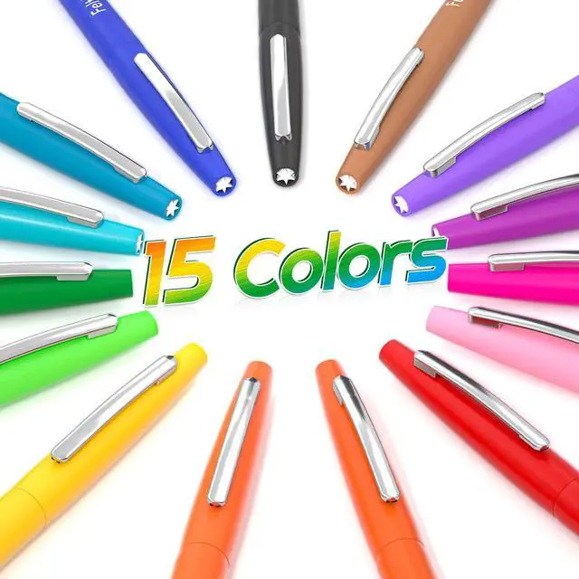 Alt view image 2 of 7 - Felt Tip Pens, 15 Colors, 0.7mm Medium Point, Felt Tip Markers Pens for Journaling, Writing, Note Taking, Planner, Perfect for Art Office and School Supplies