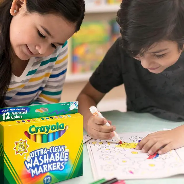Alt view image 2 of 5 - Broad Line Markers (12 Count), Washable Markers for Kids, Assorted Colors, Arts & Crafts Supplies, For Coloring Books & Art Projects, Ages 3+