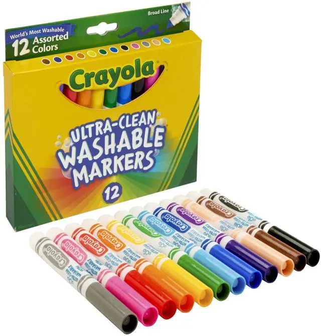 Main image of Broad Line Markers (12 Count), Washable Markers for Kids, Assorted Colors, Arts & Crafts Supplies, For Coloring Books & Art Projects, Ages 3+