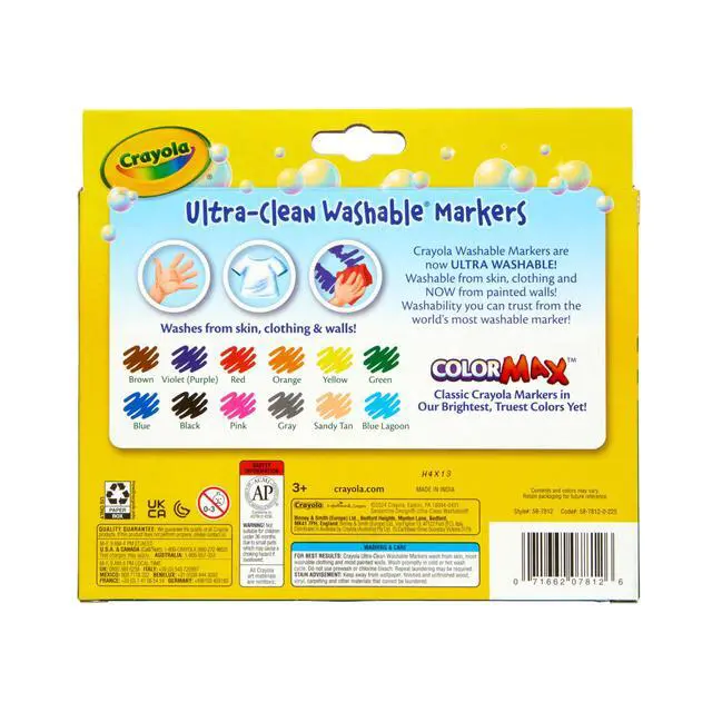 Alt view image 3 of 5 - Broad Line Markers (12 Count), Washable Markers for Kids, Assorted Colors, Arts & Crafts Supplies, For Coloring Books & Art Projects, Ages 3+