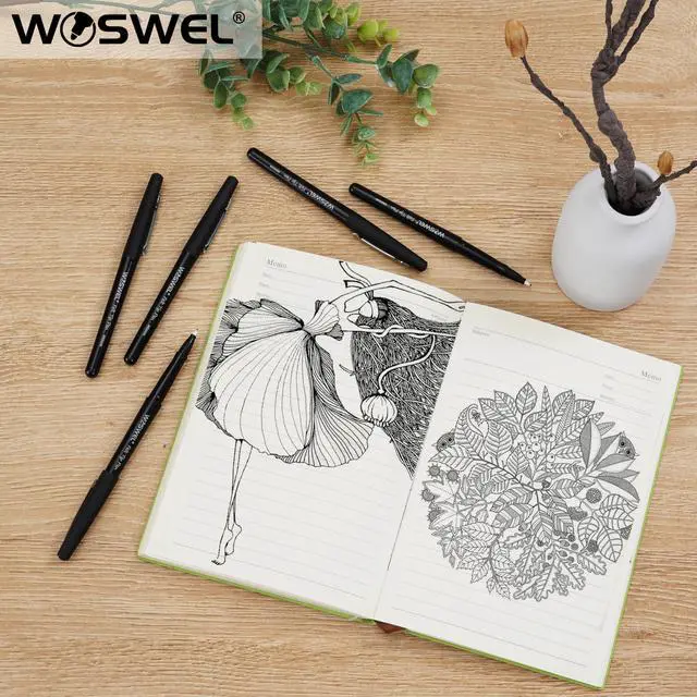 Alt view image 5 of 7 - Black Felt Tip Pens, 32 Black 0.7mm Medium Point Felt Tip Markers Pen for Journaling, Note Taking, Planner, Writing,Drawing.Perfect for Art Office and School Supplies