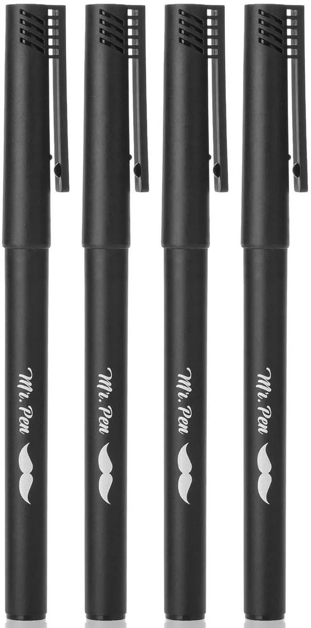 Main image of Black Fineliner Pens, 4 Pack, 0.5mm Fine Point, Permanent Ink