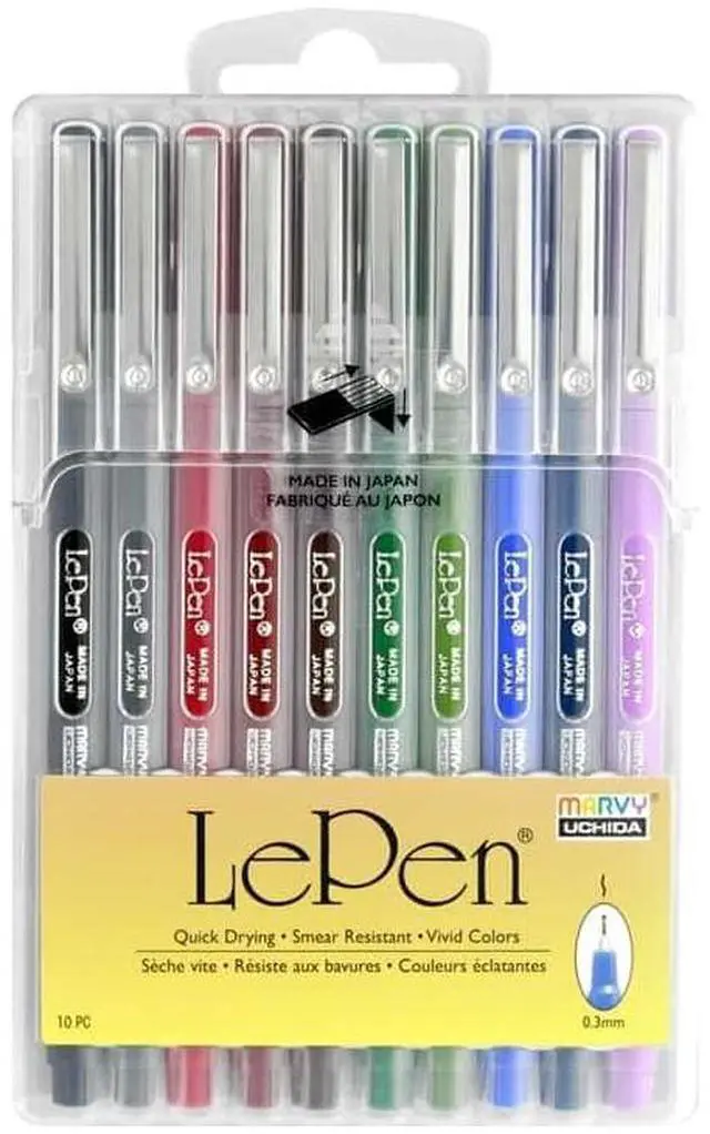 Main image of Uchida Of America 4300-10B 10-Piece 0.3 Point Size Le Pen Drawing Pen Set