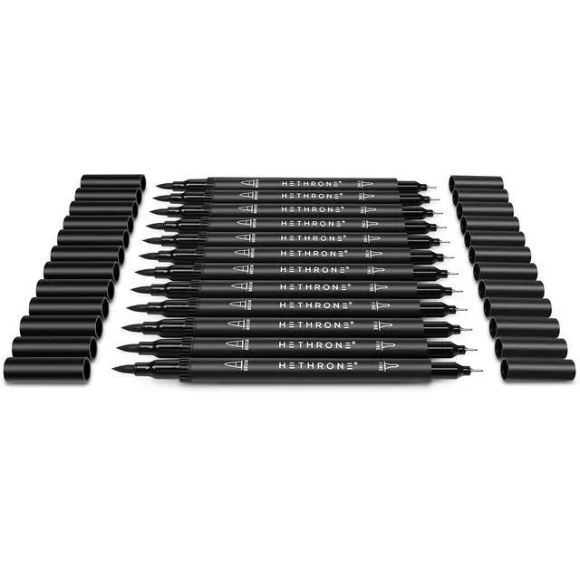 Alt view image 4 of 6 - Black Markers for Drawing - Brush Pens with Felt Tips for Artists - Calligraphy Pens, 12 Pack